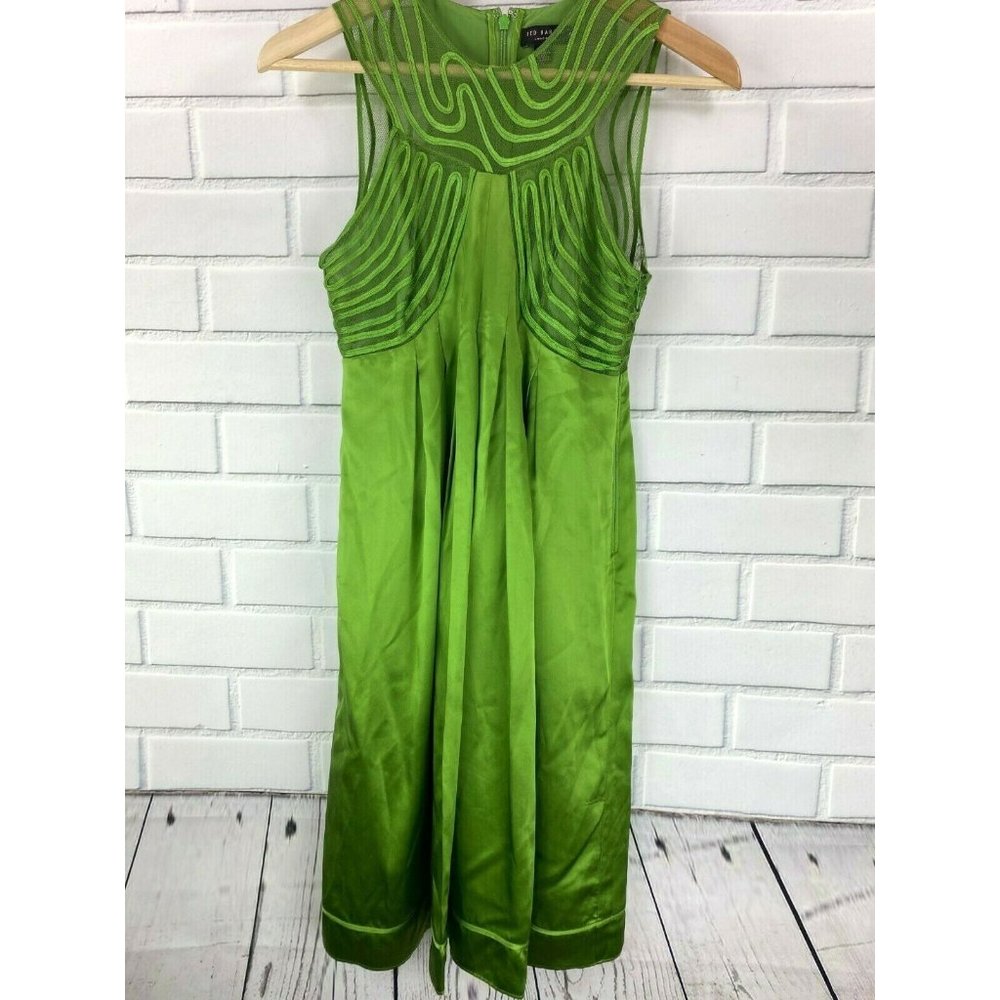 Ted Baker London Women's Size 0 Dress Flare Green